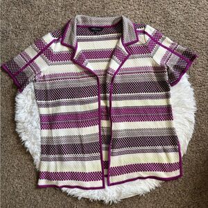 Ming Wang Cardigan Jacket Open Front Purple Womens Size XL